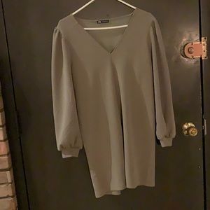 Zara Moss green shoulder puff dress